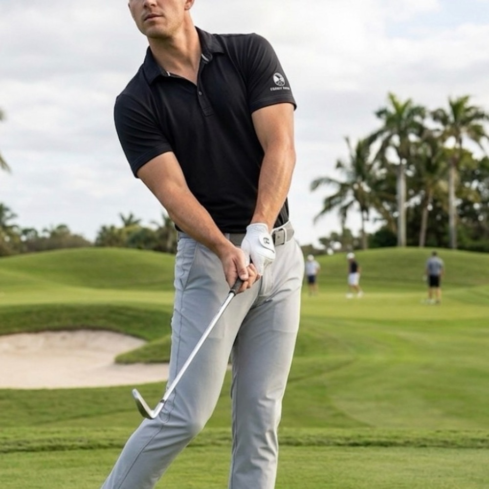 Travis Mathew Pebble Beach Golf Pima Shirt Cotton Black Short Sleeve Polo Men L